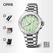 豪利時(shí)（ORIS）珍珠貝母腕表瑞士原裝進(jìn)口高級小仙女精致防水表送女友老婆36.5MM 73377704157m 綠盤(pán)貝母鋼帶
