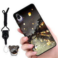 漢牌 適用vivo X23手機(jī)殼 適用vivoX23幻彩版保護(hù)套 全包防摔磨砂個(gè)性卡通軟殼 月夜河景-配指環(huán)+掛繩 vivoX23幻彩版【V1816A】