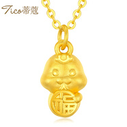 蒂蔻（Tico）足金十二生肖黃金吊墜蛇本命年項(xiàng)鏈3D硬金蛇生肖掛墜生日禮物