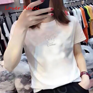LOVER RUCCI歐洲站純棉圓領(lǐng)鑲鉆短袖t恤女夏裝2024新款白色修身顯瘦半袖ins潮 白色 M (96~110斤)