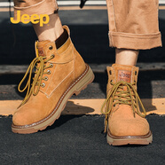Jeep（吉普）男鞋靴秋冬新品復(fù)古大黃靴英倫潮流工裝馬丁靴戶外靴子男 8197 土黃色  41