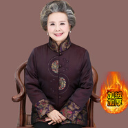 俞兆林（YUZHAOLIN）奶奶冬裝羽絨棉服加絨加厚中老年人衣服媽媽冬季棉衣80老太太棉襖 紫色 3XL (建議115-125斤）