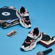 PONY波尼 男女中大兒童運動(dòng)休閑戶(hù)外跑步鞋 網(wǎng)布透氣 易彎折護趾 234K1MD59PM 黑/桃紅 35 適合腳長(cháng)約221~225mm