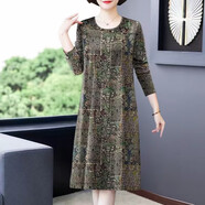 重磅真絲連衣裙桑蠶絲新款女春秋短.袖杭州大l碼媽l媽裙 花色1818 4XL 建議155-170斤