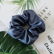 桑宋真絲發(fā)圈桑蠶絲丸子頭繩絲綢簡(jiǎn)約氣質(zhì)款網(wǎng)紅大腸圈甜美女手工發(fā)飾 深海藍（一只裝）6cm