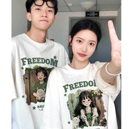 笙韻 520情人節(jié)禮物情侶裝夏季潮流寬松短袖t恤衣服學(xué)生團(tuán)體班服定制 白色男款 L （建議115-130斤）