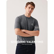 卓凡尼·華倫天奴（GIOVANNI VALENTINO）高端男士針織衫春秋季短袖圓領(lǐng)T恤毛線衫商務(wù)休閑體恤上衣 鉛灰 M