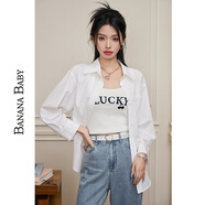 香蕉寶貝（BANANA BABY）2024夏新款后背鏤空綁帶純色襯衫女設(shè)計(jì)感小眾薄外套D242CS974 白色 S