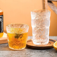 海伊朵 冰川杯玻璃杯日式冰川紋高顏值加厚漸變色酒杯茶杯飲料杯咖啡杯 高款加厚耐熱400ML【2個(gè)裝】