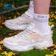 鴻星爾克（ERKE）紅星新款奇彈尋鹿2.0休閑鞋舒適老爹鞋復古戶(hù)外運動(dòng)輕便跑步鞋女 蛋奶灰/熒光裸 37