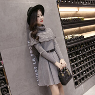 小個(gè)子連衣裙秋冬款嬌小矮個(gè)子女裝150cm搭配秋冬裝顯高氣質(zhì)毛呢冬裙 圖色(連衣裙+圍脖) S