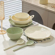 佩爾森（CERAMICS）高級(jí)感奶油風(fēng)碗碟套裝家用2025新款碗筷盤(pán)子碗具組合碗盤(pán)餐具套裝 5英寸飯碗（淺綠/2個(gè)）