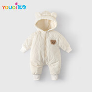 優(yōu)奇嬰兒棉服連體衣連帽寶寶保暖衣秋冬季外出抱衣夾棉冬裝外出服