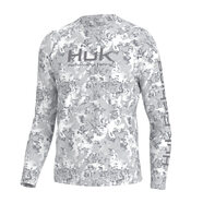 HUK 男士 Pursuit 圓領長袖防曬釣魚襯衫 腳蹼平底鞋 - Harbor Mist 3X-Large