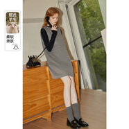 庫恩瑪維（KUHNMARVIN）【羊毛58%】ins風(fēng)連衣裙女2024年秋冬新款疊穿寬松背心裙K36313 灰色 S