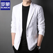 羅蒙高端亞麻休閑西服男西裝外套春秋季外套西裝免燙商務(wù)休閑抗皺 F5262漂白 2XL