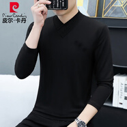 皮爾卡丹純棉長(cháng)袖男t恤男裝寬松上衣休閑體恤中國風(fēng)潮流圓領(lǐng)大碼V領(lǐng)打底衫 黑色T199款 3XL 滿(mǎn)意度回頭率高