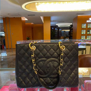 【二手99新】香奈兒Chanel CF jumbo GST 黑色 荔枝皮 手提 單肩 女士手袋 女包 黑金 （99新閑置未使用）
