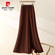 皮爾卡丹（pierre cardin）高腰中長(cháng)款半身裙女醋酸緞面包臀魚(yú)尾長(cháng)裙2024春夏季新款修身裙子 焦糖色 L
