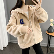 俞兆林（YUZHAOLIN）冬季加絨加厚保暖冬款外套女2025學(xué)生時(shí)尚冬天一體絨女士衛衣洋氣 卡其(好質(zhì)量加絨) 加厚 M 90-105斤