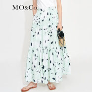 MO&Co.【美拉德】度假風(fēng)法式高腰長款蛋糕裙半身裙設(shè)計(jì)感裙子 混合印花色 M 165
