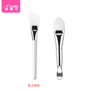 阿嚓熱面膜刷D1V-易上手帶挖勺涂抹式軟毛刷子臉部軟刷泥膜專用美容 斜頭硅膠款+硅膠頭銀柄各 1支