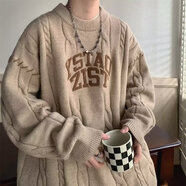 佐優(yōu)品美式慵懶風毛衣男款冬季加厚麻花外套秋冬款日系感復古針織衫 卡其色 XL