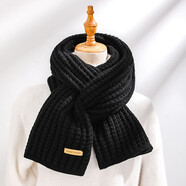 笙格兒百搭韓版針織毛線(xiàn)純色長(cháng)款時(shí)尚圍巾女新款冬季可愛(ài)保暖圍脖學(xué)生 黑色