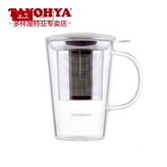 多樣屋（TAYOHYA）明雅茶杯單層玻璃水杯帶手柄 家用帶蓋茶有茶隔過濾 高硼硅杯子 惠友 400ml