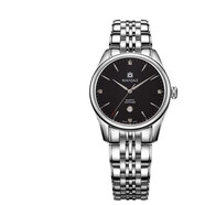 名爵（MANJAZ） 瑞士手表女薄鉆石英手表女士鋼帶腕表送老婆媽媽圣誕禮物 黑盤(pán)銀色殼鋼帶 6178L SW-WW-B5