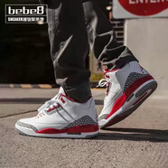 耐克（NIKE）【嚴選好物】bebe8 Air Jordan 3  AJ3 爆裂紋男女休閑運動籃球鞋 紅雀白紅CT8532-126 40