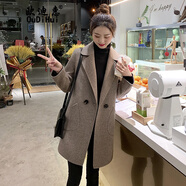 歐迪惠毛呢大衣女加厚2026年春秋季小個(gè)子毛呢外套女裝寬松韓版呢子大衣 咖啡色 S