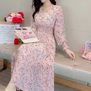 范哲莎【精選夏季新品】甜美小清新碎花雪紡連衣裙女20 甜美小粉花 S 建議95斤以下