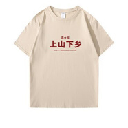 貝吉棋T恤男國潮復(fù)古80年代懷舊上山下鄉(xiāng)萬元戶時代標(biāo)語文化衫短袖# T-上山下鄉(xiāng)-沙茶色 3XL 【160至180斤