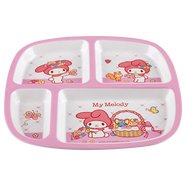 五和（WUHE）美樂(lè )蒂輔食碗兒童碗寶寶餐具分格餐盤(pán)吃飯碗密胺材質(zhì)防燙耐摔 四格餐盤(pán)