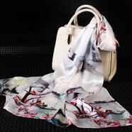 達芬奇密碼真絲絲巾禮品女士夏季圍巾杭州桑蠶絲絲綢百搭長款披肩兩用中國風(fēng) 煙雨江南