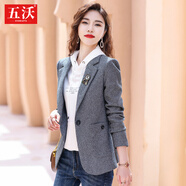 五沃格子小西裝外套女時(shí)尚氣質(zhì)秋冬季新款修身休閑上衣設(shè)計(jì)感小眾西服 灰色千鳥(niǎo)格外套. L