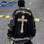 憶克薩 國(guó)潮夏季情侶夾克港風(fēng)街頭棒球服痞帥情侶外套男女韓版ins鹽系寬 爵士310刺繡黑色 XL (關(guān)注店鋪禮品)