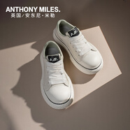 Anthony Miles透氣板鞋男大頭米奇休閑鞋2025米色厚底小白鞋男士時(shí)尚百搭皮鞋 米白色 XAD46154 40