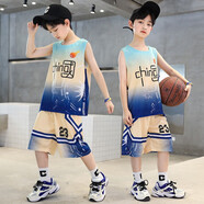 邁兜熊男童籃球服套裝夏季兒童節(jié)禮物男孩衣服無袖運(yùn)動(dòng)兩件套球衣速干潮 藍(lán)色(中國(guó)球服背心款) 150