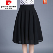 皮爾卡丹（pierre cardin）雪紡半身裙中長(zhǎng)款夏季新款A(yù)字裙蓬蓬裙中裙黑色百褶裙傘裙女短裙 黑色(雪紡) XL