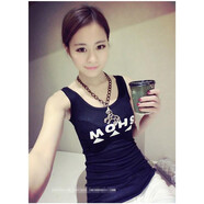 吊帶背心女夏針織小外穿短款無(wú)袖打底衫吊帶衫打底女春白色印花字母 黑色字母款 均碼