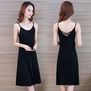 【精選夏季新品】夏季連衣裙女高檔氣質(zhì)夏季連衣裙莫代爾夏季百搭外穿吊帶裙美背顯瘦打底裙黑色包臀連衣裙潮 125背面交叉黑色-裙子夏天仙女 L 【建議94-114斤】-裙子夏天仙女