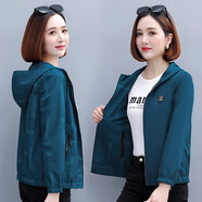 牧思特短外套女兩面穿風(fēng)衣春秋季女裝新款?yuàn)A克衫棒球服連帽女士上衣秋天 7606藍(lán)色 M