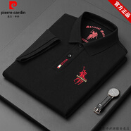 皮爾卡丹（pierre cardin）品牌短袖T恤男高端純棉POLO保羅衫翻領(lǐng)夏季薄款中年冰感男士體恤 黑色  1903XL 適合體重(175-190斤)