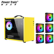 動(dòng)力火車（PowerTrain）未知玩家X100手提機(jī)箱MATX主機(jī)箱便捷式小電腦側(cè)透玻璃緊湊型桌面DIY迷你白色I(xiàn)TX臺(tái)式機(jī)Type-C接口 U3 黃色+5個(gè)棱鏡4代鳳彩側(cè)透鏡風(fēng)扇