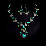 戎夏歐美夸張項鏈水晶玻璃滿(mǎn)鉆奢華鎖骨鏈禮服配飾時(shí)尚韓國飾品 韓式水晶套裝