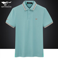 七匹狼短袖T恤男夏季刺繡商務(wù)休閑t恤衫男士翻領(lǐng)上衣服 207(果綠) 160/46A/S