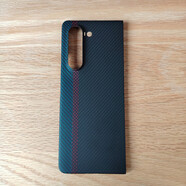 【真碳纖維】適用三星Zfold5凱夫拉碳纖維手機殼fold5折疊芳綸纖 細紋【6000D】三拼藍 火山口  單后蓋 三星ZFlod5