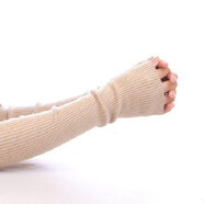 瞳羽眸羊絨手臂套袖女秋冬針織手套羊毛線(xiàn)長(cháng)款袖套毛衣假袖子護胳膊保暖 黃駝色 50厘米無(wú)指洞